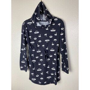 Hanna Andersson Girls Hooded Dress Swan Long Sleeve Kids Size 10 Black Novelty